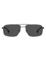 Hugo Boss 59mm Aviator Sunglasses In Dark Ruth Black/ Gray Polar