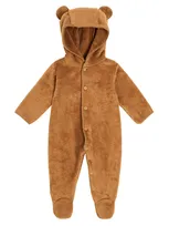 Il Gufo Baby Teddy Bear Playsuit In Beige