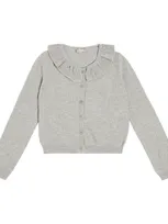 Il Gufo Kids' Ruffle-trimmed Wool Cardigan In Grey