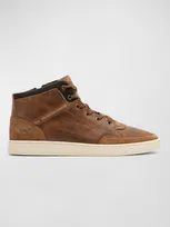 Rodd & Gunn Men's Sussex High Street Leather High-top Sneakers In Tan Wash