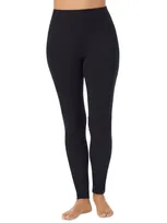 Cuddl Duds Petite High-rise Wide-waist Leggings In Black