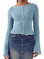 Bdg Urban Outfitters Sheer Boatneck Sweater In Blue