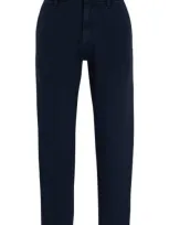 Hugo Tapered-fit Chinos In Cotton Gabardine In Blue