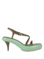 Dries Van Noten Woman Sandals Green Size 11 Soft Leather