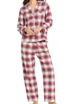 Eberjey Plaid-print Cotton Flannel Pajama Set In Red