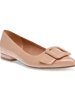 Anne Klein Women's Kalea Pointed Toe Buckle Flats In Natural Patent