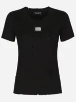 Dolce & Gabbana Jersey T-shirt With Rips In Black