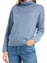 Nic + Zoe Nic+zoe Mix Stitch Turtleneck Sweater In Blue Mix