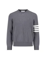 Thom Browne Milan Stitch Crew Neck Pullover In Gray