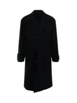 Wooyoungmi Wool Belted Long Coat In Black