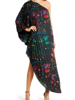 Hutch Pleated Asymmetric Dress In Multicolor Jaguars