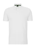 Hugo Boss Cotton-piqu Polo Shirt With Tonal Logo In White