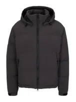 Hugo Water-repellent Down Jacket With Detachable Hood In Dark Grey