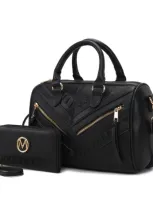 Mkf Collection By Mia K Lara Vegan Leather Women's Satchel With Wallet - 2 Pieces In Black