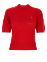 Vivienne Westwood Orb Bea Short Sleeve Turtleneck Knit In Red