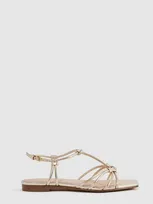 Reiss Gold Metallic Knot Detail Sandals