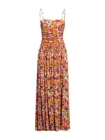 Msgm Woman Maxi Dress Orange Size 4 Viscose, Elastane