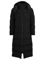 Hugo Long-length Down Puffer Coat With Water-repellent Finish In Black