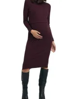 Ripe Maternity Maternity Ruby Rib Nursing Dress Maroon