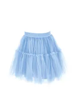 Monnalisa Babies'   Silk Hand Tulle Skirt In Light Blue