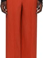 Issey Miyake Orange Pleats Bottoms 2 Trousers In 34-fire Orange