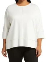 Jones New York Serenity Three Quarter Sleeve Knit Top In White