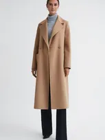 Reiss Camel Long Wool Blend Blindseam Coat