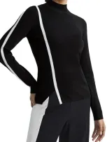 Reiss Black/white Anna Contrast Stripe Long Sleeve Top In Black White