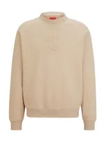 Hugo Stacked-logo-embossed Sweatshirt In French Terry Cotton In Light Beige