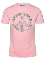 M05ch1n0 Jeans Jeans Peace Sign-motif Crewneck T-shirt In Pink