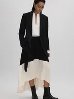 Reiss Black/cream Colourblock Midi Skirt