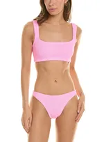 Hunza G Xandra Seersucker-weave Bikini In Pink