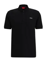 Hugo Cotton-piqu Polo Shirt With Logo Print In Black