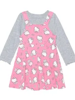 Hello Kitty Kids' Toddler Girls Long Sleeve Top With Dressall Set In Pink