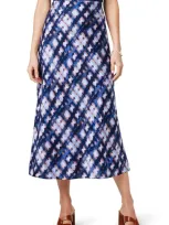 Nic + Zoe Shibori Glow Midi Skirt In Indigo Multi