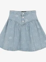 Molo Kids' Girls Blue Happy Face Denim Skirt