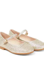 Il Gufo Kids' Glitter Mary Jane Flats In Gold