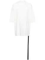 Rick Owens Drkshdw White Strap Detailed Cotton T-shirt In Milk