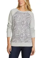 Eddie Bauer Women's Legend Wash Sweatshirt - Topography Print In Yellow