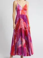 Hutch Hale Empire Waist Gown In Pink Swirl Brushstroke