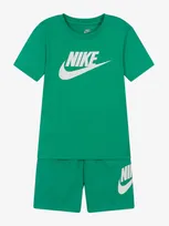 Nike Kids' Boys Green Cotton Swoosh Shorts Set