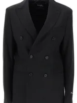 Hommegirls Slim Fit Double-breasted Blazer In Black (black)