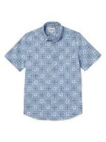 Reyn Spooner Pua Patchwork Tailored Fit Floral Short Sleeve Button-down Shirt In Infinity Blue