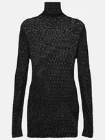 Totême Crochet Turtleneck Top In Black