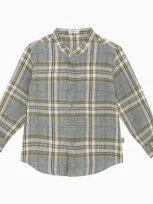 Il Gufo Kids' Linen Checked Shirt In Light Blue