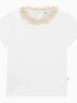 Il Gufo Kids' White Cotton T-shirt With Frayed Collar