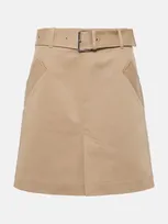 Totême Belted Cotton Miniskirt In 125 Fawn