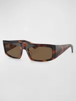 Khaite X Oliver Peoples Bold Acetate Rectangle Sunglasses In Brown