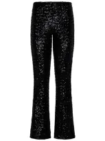 Oseree Sequin-embellished Wide-leg Trousers In Black