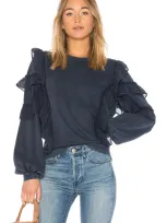 Tularosa Cat Ruffle Sweater In Deep Navy